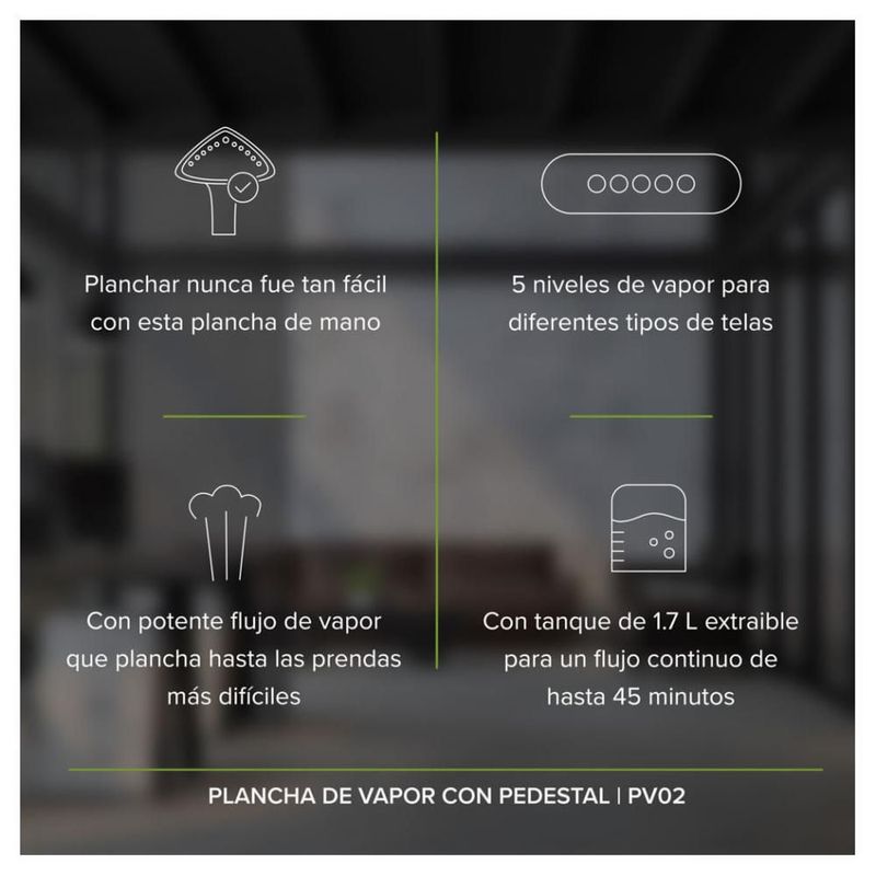 Plancha de vapor vertical pedestal ajustable 5 Niveles Depósito de 1.7 L Avera PV02P