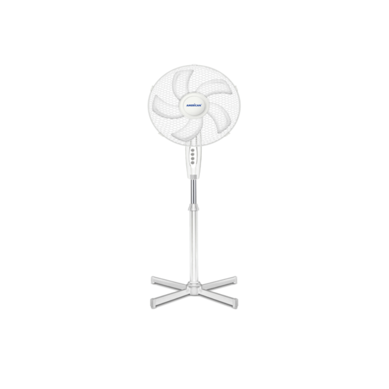 Ventolador de Pedestal American 7316 5 Aspas 3 Velocidades Blanco