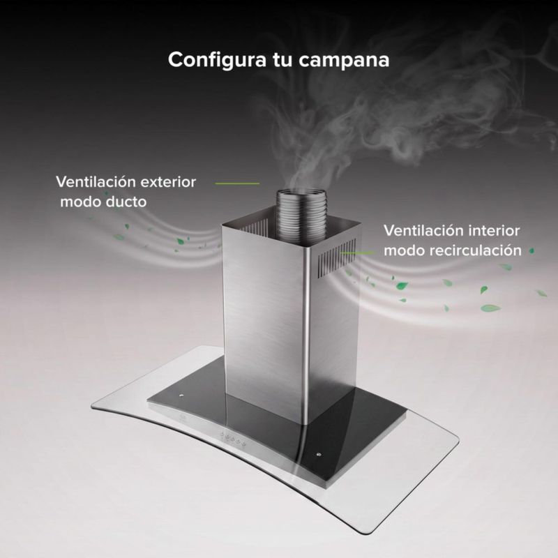 Campana de Isla curva 90 cm 780 m3/h extracción AVERA CEVD90B