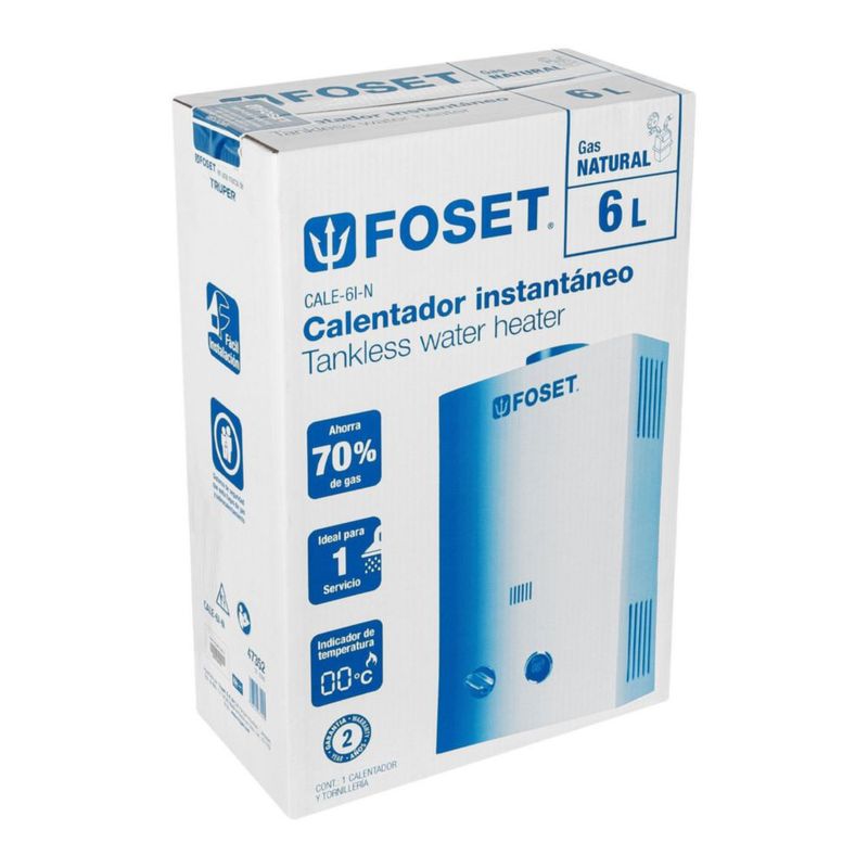 Calentador instantáneo Foset 6L 1 servicio gas natural 47352 blanco