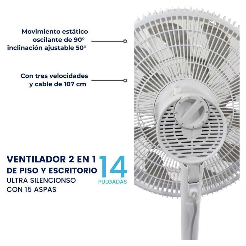 Ventilador 2 en 1 Piso 15 Aspas de 14