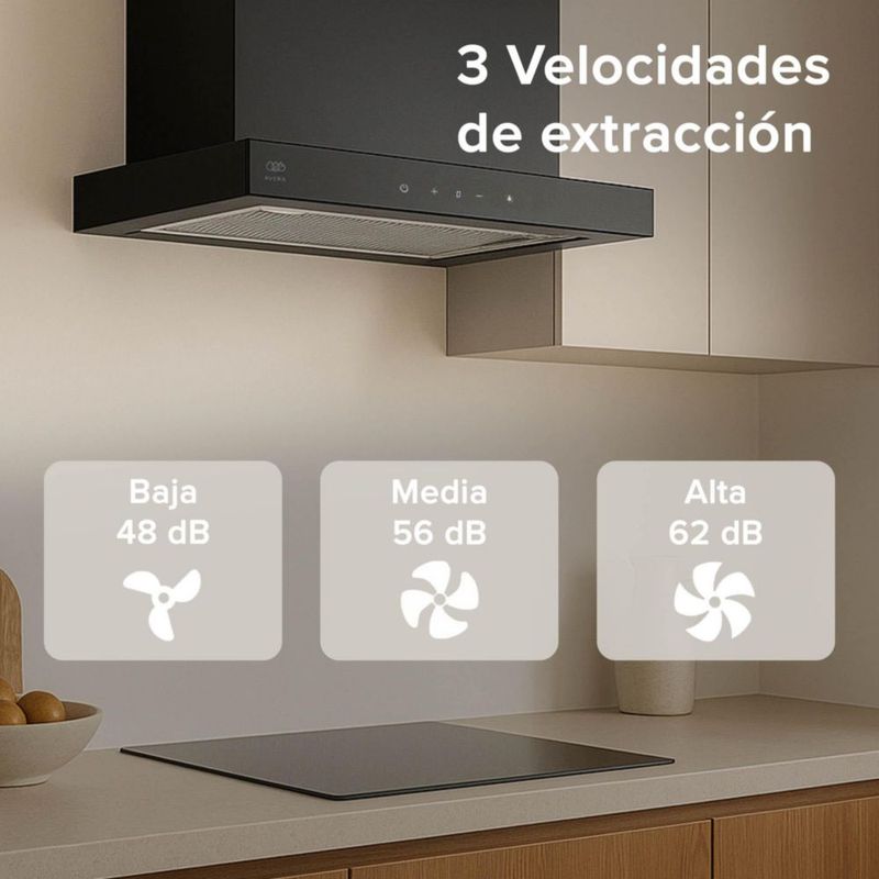 Campana Extractora de Pared 60 cm Deslizable Acero Inox AVERA CED60T