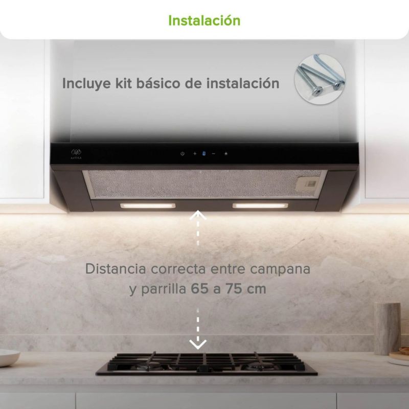 Campana Extractora de Pared 60 cm Deslizable Acero Inox AVERA CED60T