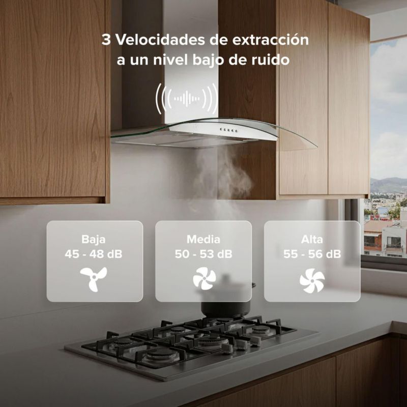 Campana extractora de pared vidrio curvo 90 cm AVERA CEV90