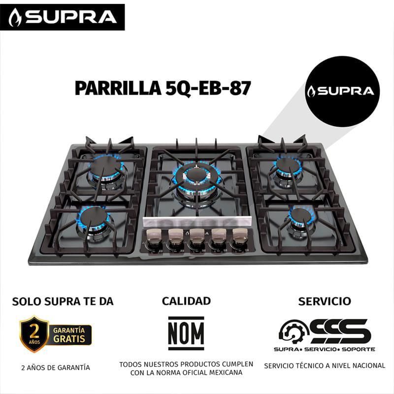 Parrilla Empotrable con 5 Quemadores Supra 5Q-EB-87