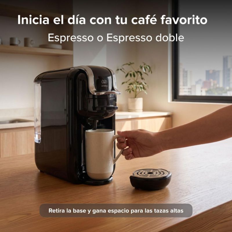 Cafetera multicápsulas y café molido 19 bares 600 ml AVERA CAF02B