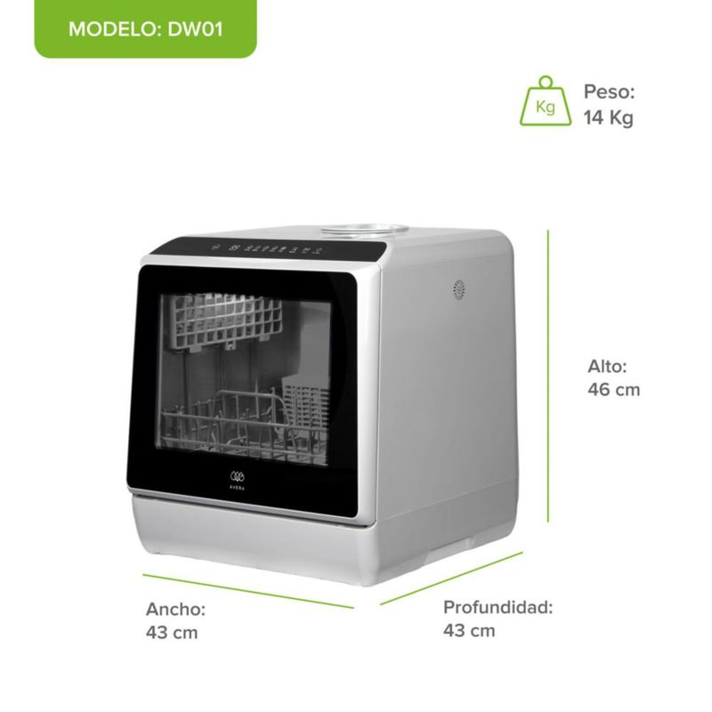 Lavavajillas portátil de 5 L con 5 programas de lavado AVERA DW01