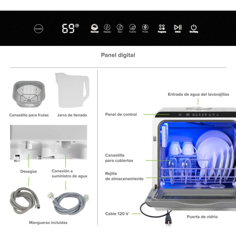 Lavavajillas portátil de 5 L con 5 programas de lavado AVERA DW01