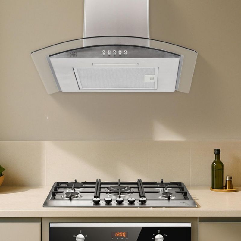 Campana Extractora 60cm Acero Inoxidable y Vidrio curvo Avera CEV60