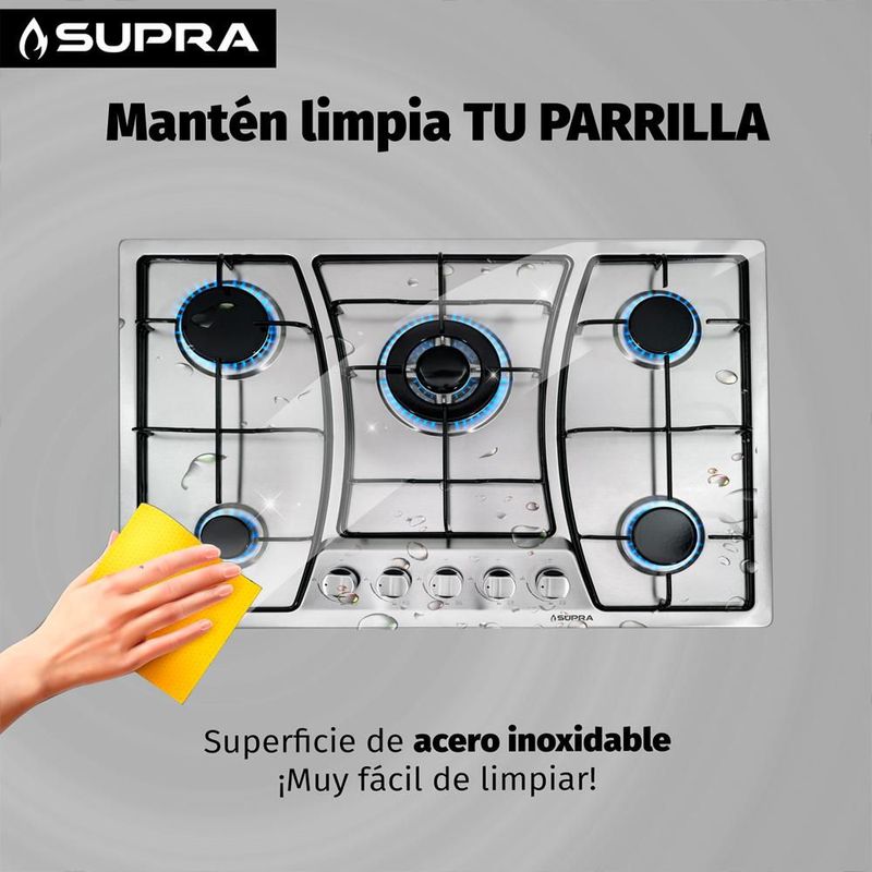 Parrilla empotrable SUPRA ZEGNA de 76 cm en acero inoxidable