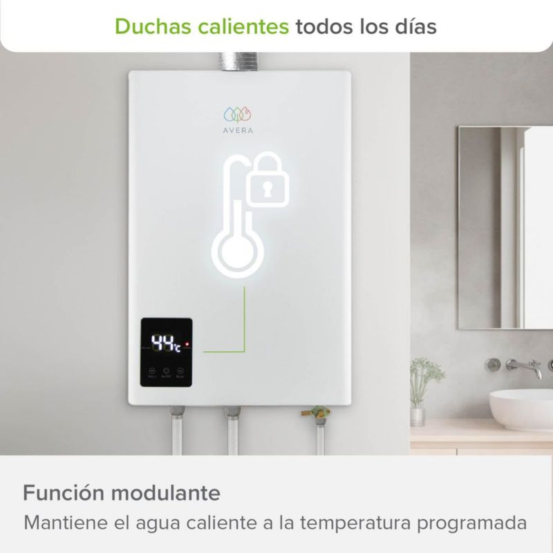 Calentador De Agua Modulante 4 Servicios Usa Gas LP AVERA CM24