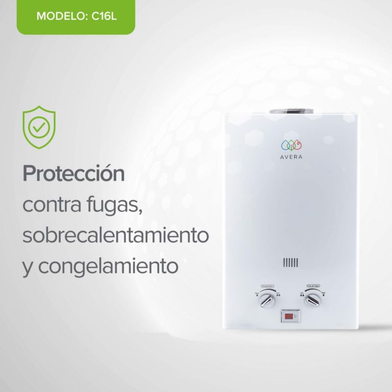 Calentador De Agua Para 3.5 Servicios Usa Gas LP AVERA C16L
