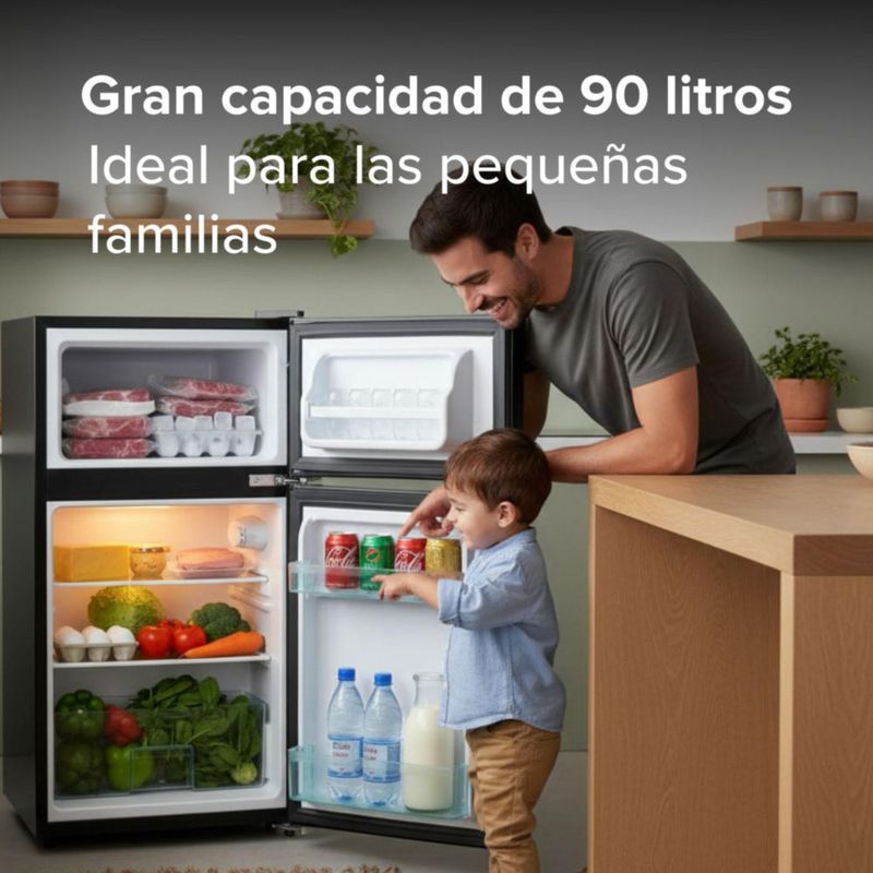 Frigobar de 2 puertas con congelador 3.2 pies, 90 Litros AVERA FB02B