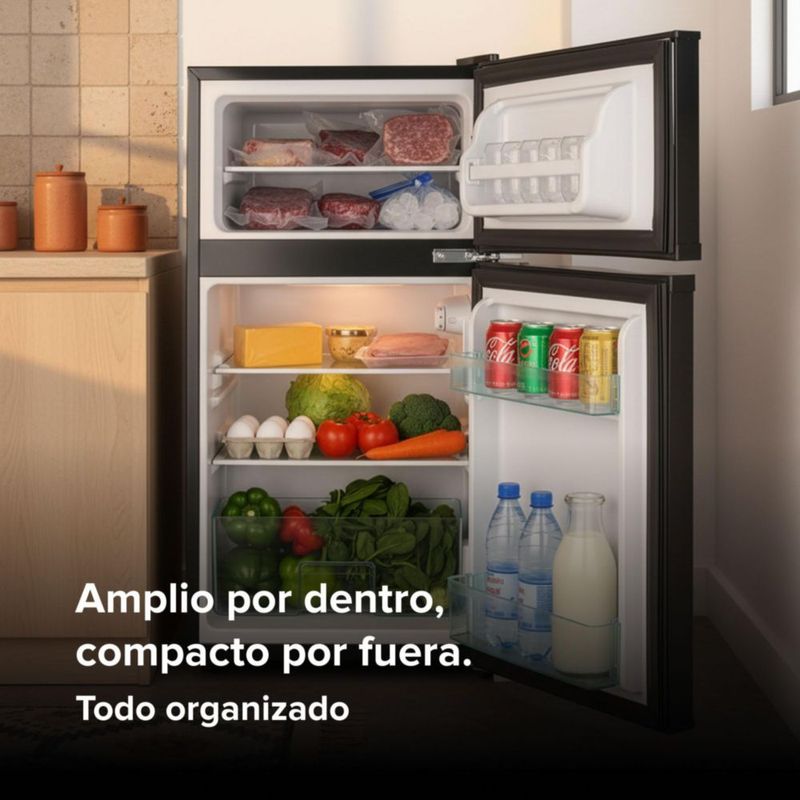 Frigobar de 2 puertas con congelador 3.2 pies, 90 Litros AVERA FB02B