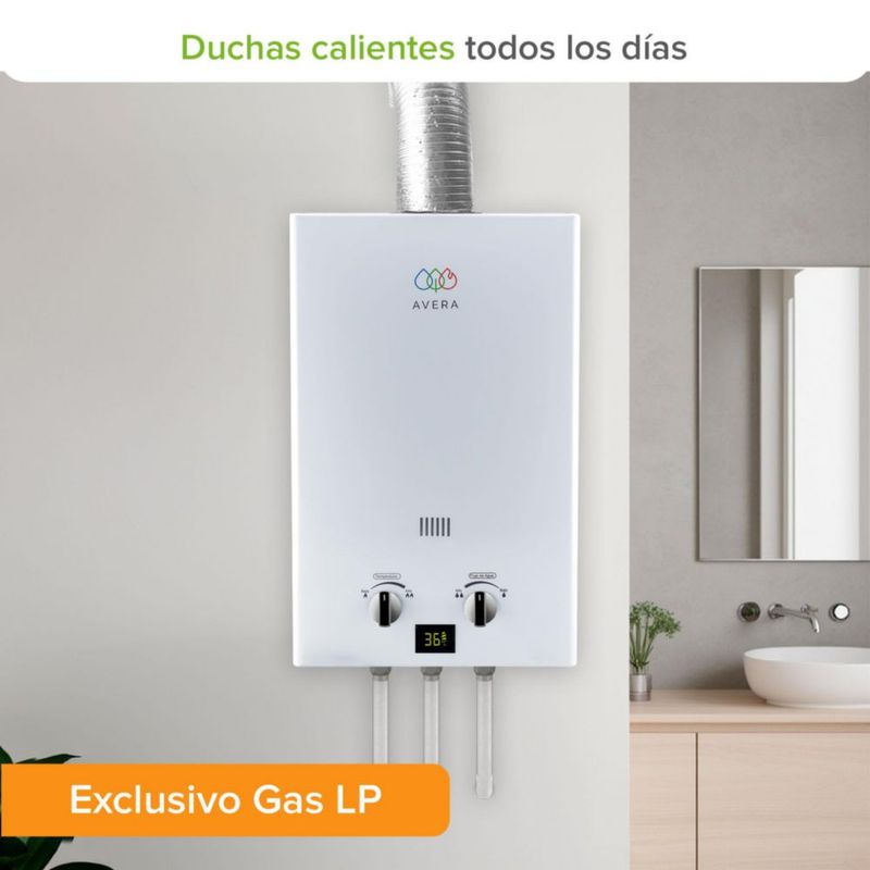 Calentador de agua instantáneo a Gas LP 2.5 Servicios Boiler 12 Litros AVERA C12L