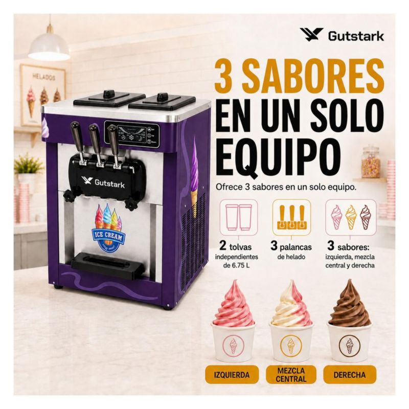 Maquina Helados 1800W Helado Suave Nieve Comercial Profesional Morada