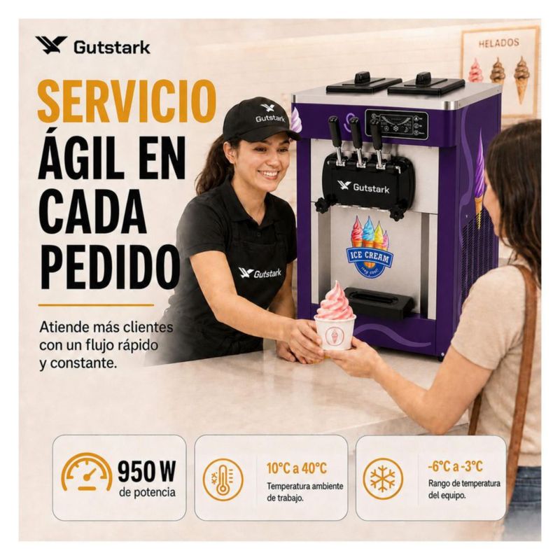 Maquina Helados 1800W Helado Suave Nieve Comercial Profesional Morada