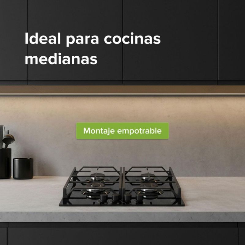 Parrilla a Gas Empotrable 4 Quemadores Vidrio templado AVERA HEV4