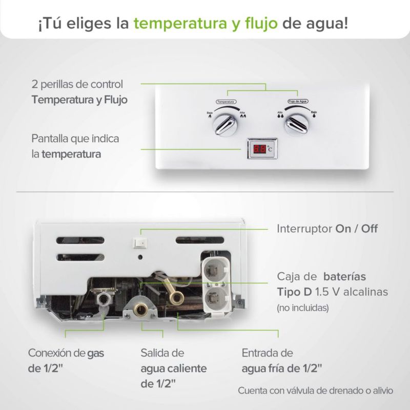Calentador De Agua 1.5 Servicios Usa Gas Natural AVERA C8LNAT