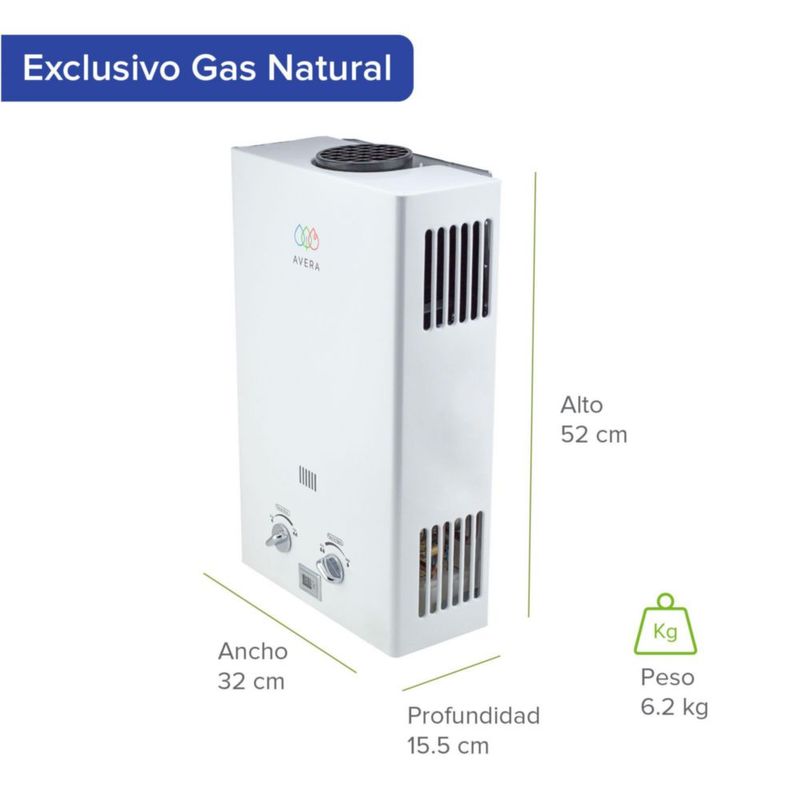 Calentador De Agua 1.5 Servicios Usa Gas Natural AVERA C8LNAT