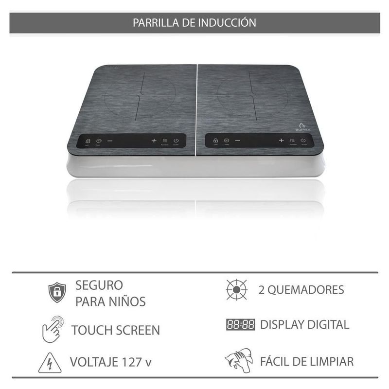 Parrilla de inducción con 2 quemadores SUPRA BRUSH W TWO