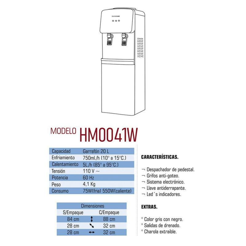 Dispensador de agua hypermark bluewater hm0041w 2 llaves