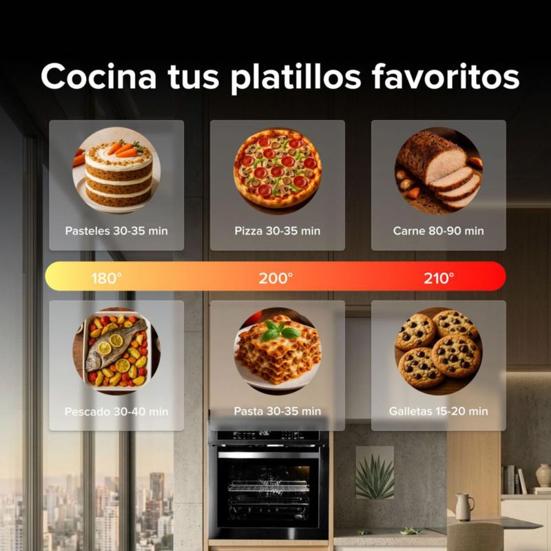 Horno empotrable a gas LP 58 L control táctil 14 funciones AVERA HE03DLP