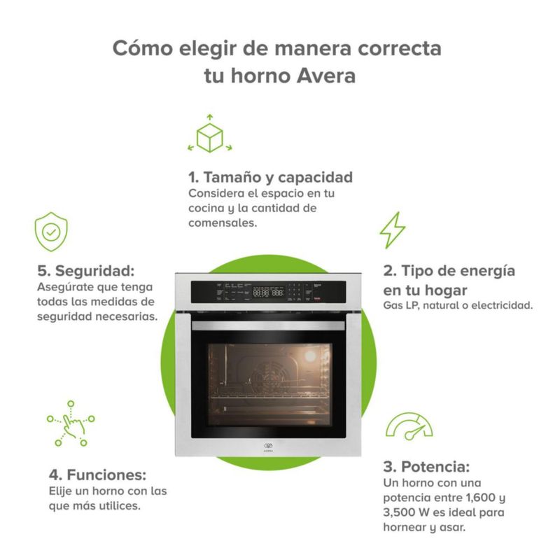 Horno empotrable a gas LP 58 L control táctil 14 funciones AVERA HE03DLP