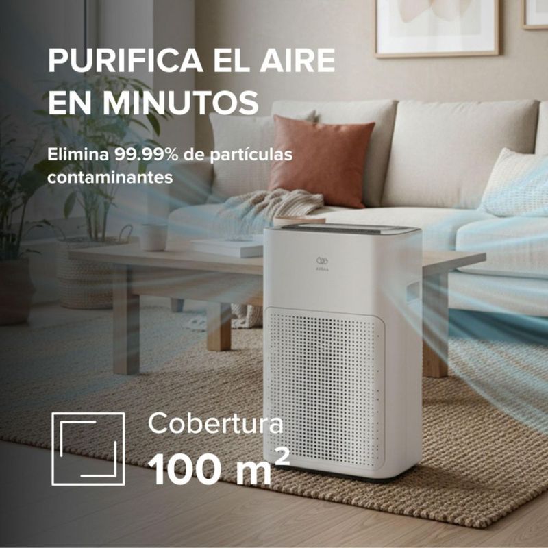 Purificador de aire con filtro HEPA 200 CADR para Alergias y Pelo de Mascota Cubre hasta 100m2 Control WiFi AVERA PHEPA01