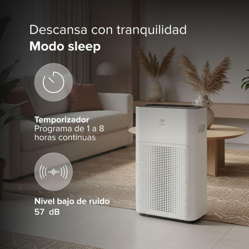 Purificador de aire con filtro HEPA 200 CADR para Alergias y Pelo de Mascota Cubre hasta 100m2 Control WiFi AVERA PHEPA01