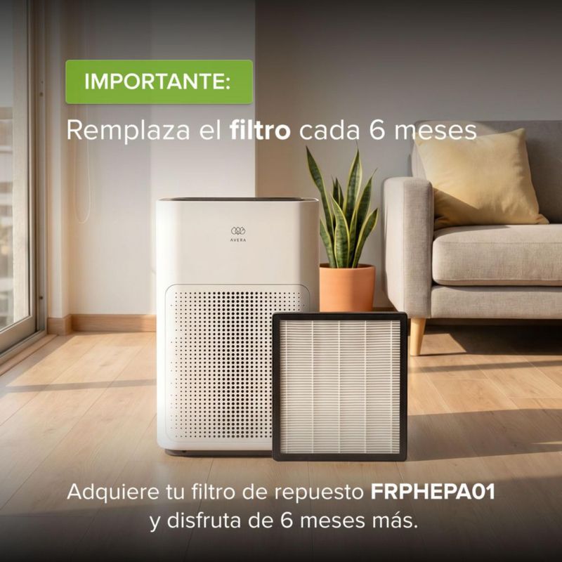 Purificador de aire con filtro HEPA 200 CADR para Alergias y Pelo de Mascota Cubre hasta 100m2 Control WiFi AVERA PHEPA01