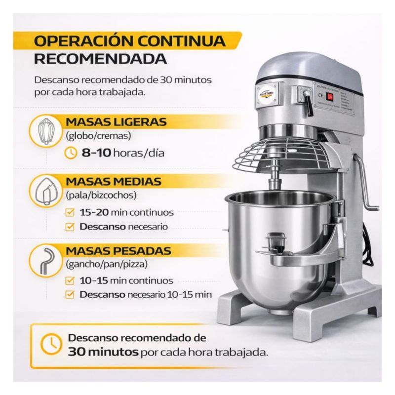Batidora Industrial Planetaria 30 Litros Acero Inoxidable 1500W Amasadora Mezcladora 3 Velocidades