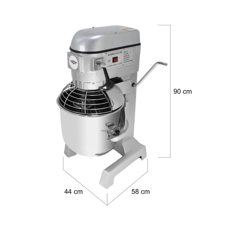Batidora Industrial Planetaria 30 Litros Acero Inoxidable 1500W Amasadora Mezcladora 3 Velocidades