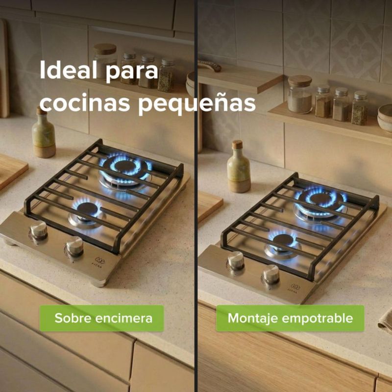 Parrilla de gas 2 Quemadores Acero Inoxidable 31cm AVERA AI2