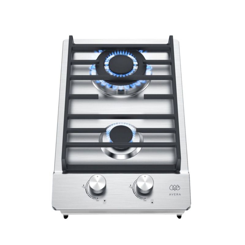 Parrilla de gas 2 Quemadores Acero Inoxidable 31cm AVERA AI2