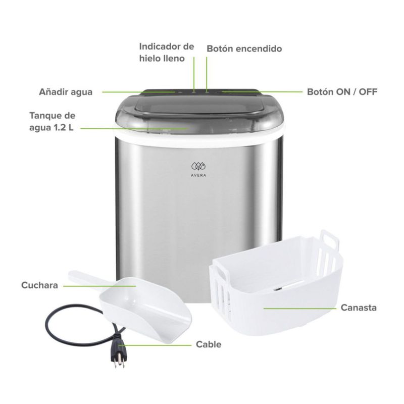 Máquina para hacer hielo tipo bala 1 tamaño hasta 12 Kg al día AVERA MH01