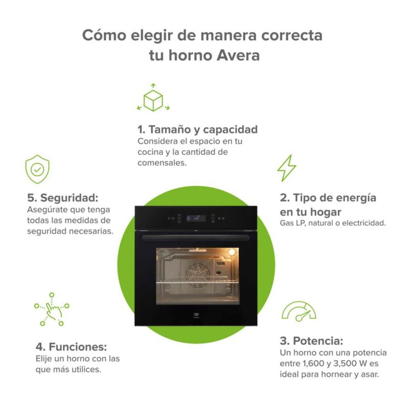 Horno eléctrico empotrable 67 L 11 funciones 220 V 3220 W AVERA HEL03P