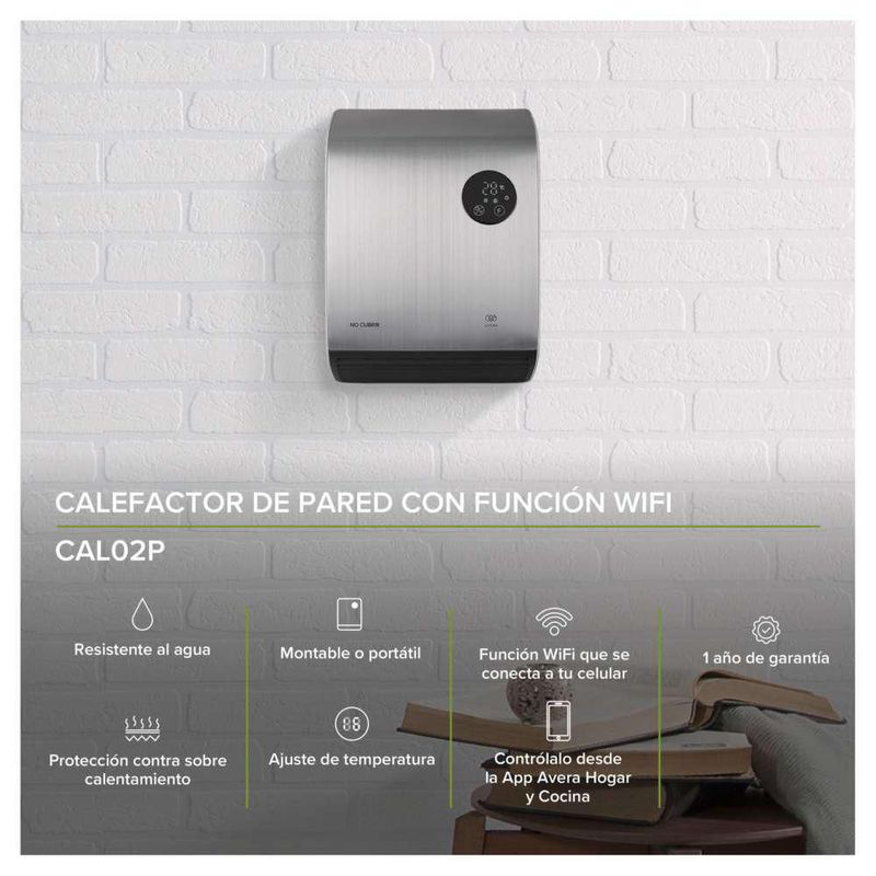 Calentador Calefactor Electrico De Pared Wifi Avera CAL02P