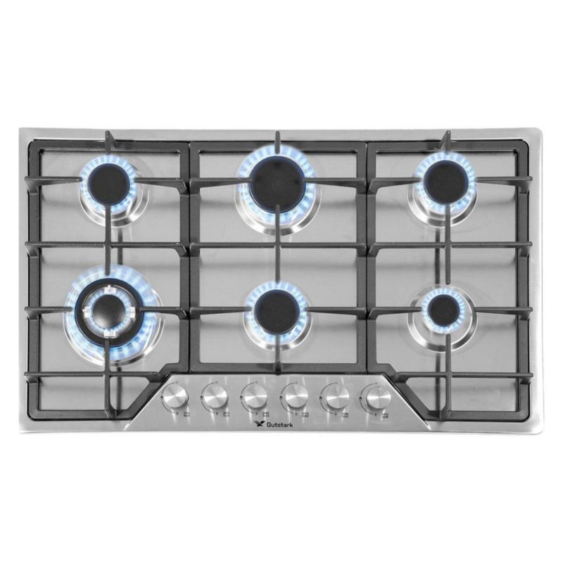 Parrilla De Gas Empotrable 6 Quemadores Acero Inoxidable Encendido Electrónico Gas Lp Gas Natural Hornellas Base Acero Fácil Limpieza
