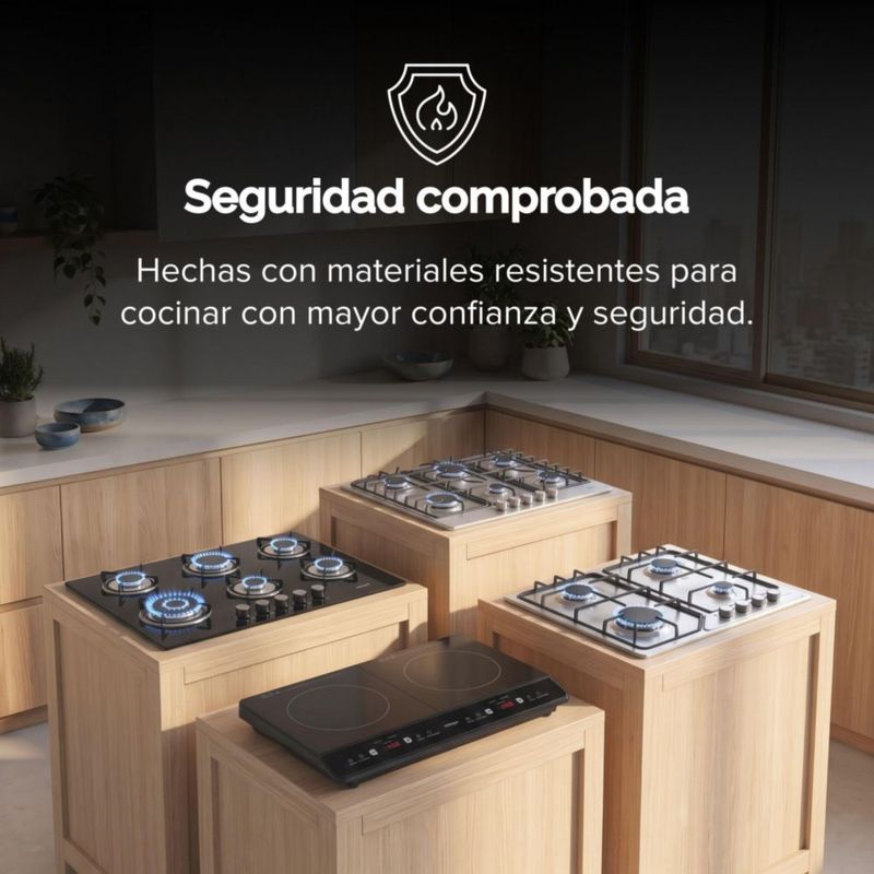Parrilla A Gas 5 Quemadores Empotrable Vidrio Templado Premium Gas LP y Natural 77cm Eurogar EU5VT