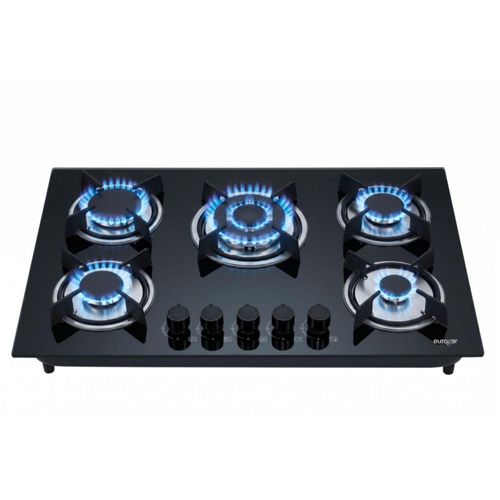 Parrilla A Gas 5 Quemadores Empotrable Vidrio Templado Premium Gas LP y Natural 77cm Eurogar EU5VT
