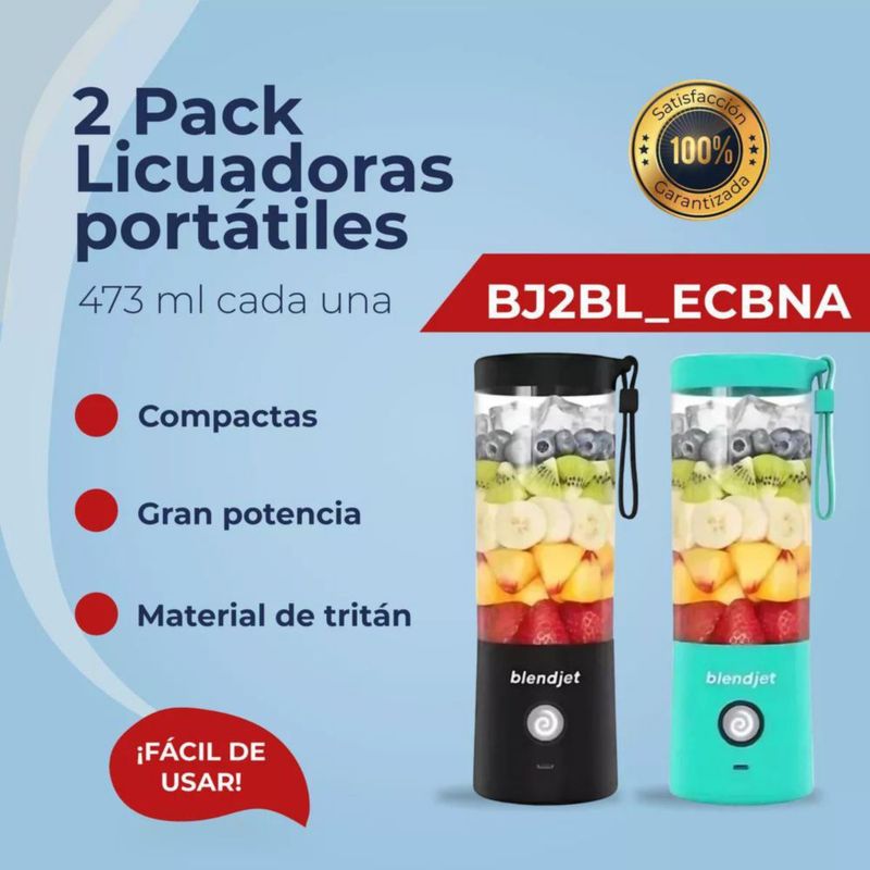 2Pack Licuadoras Portátiles 475 Ml Blendjet  Bj2bl_ecbna Turquesa y Negro