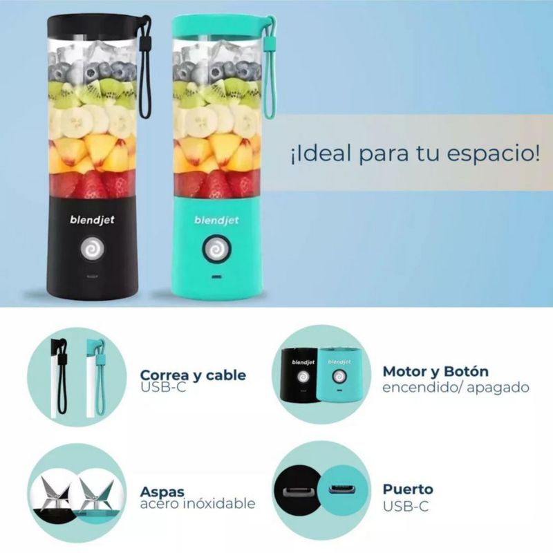 2Pack Licuadoras Portátiles 475 Ml Blendjet  Bj2bl_ecbna Turquesa y Negro