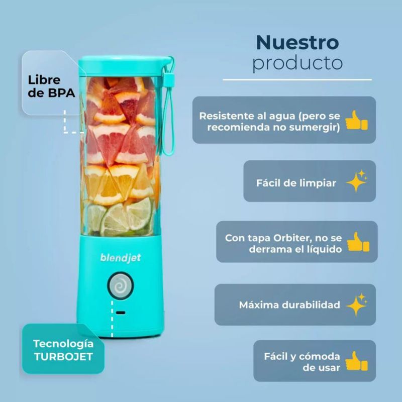 2Pack Licuadoras Portátiles 475 Ml Blendjet  Bj2bl_ecbna Turquesa y Negro