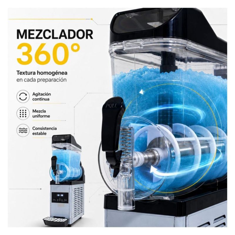 Maquina para Frappe Smoothies y Raspados 15 Litros Industrial Gutstark Despachador Enfriador Comercial para Cafeteria Bar y Negocio
