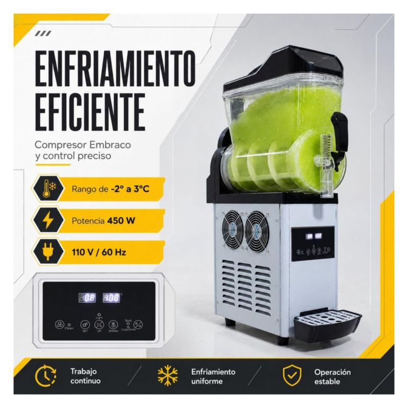 Maquina para Frappe Smoothies y Raspados 15 Litros Industrial Gutstark Despachador Enfriador Comercial para Cafeteria Bar y Negocio