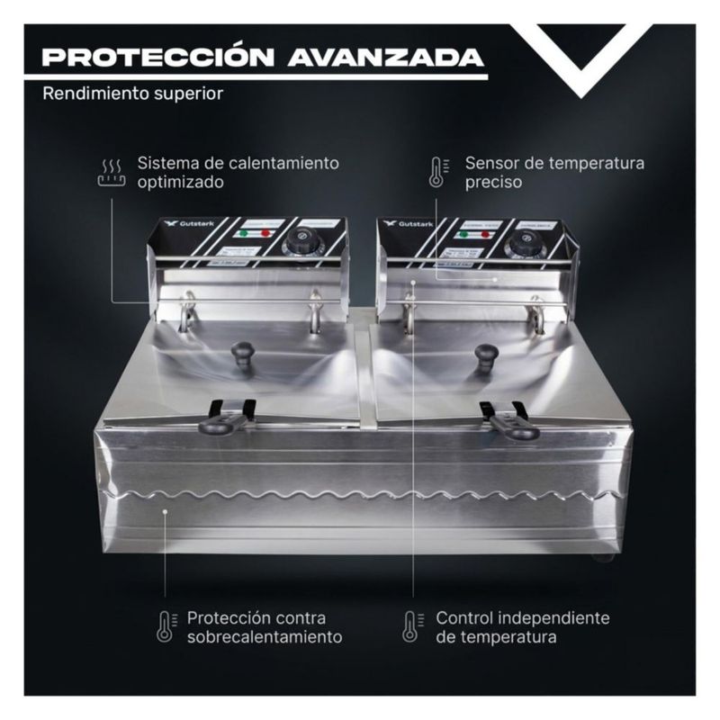 Freidora Electrica 12 L Profecional Acero Ajuste Temperatura