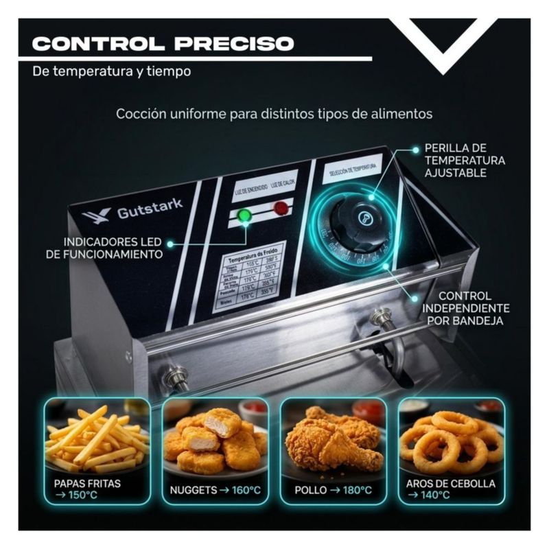 Freidora Electrica 12 L Profecional Acero Ajuste Temperatura
