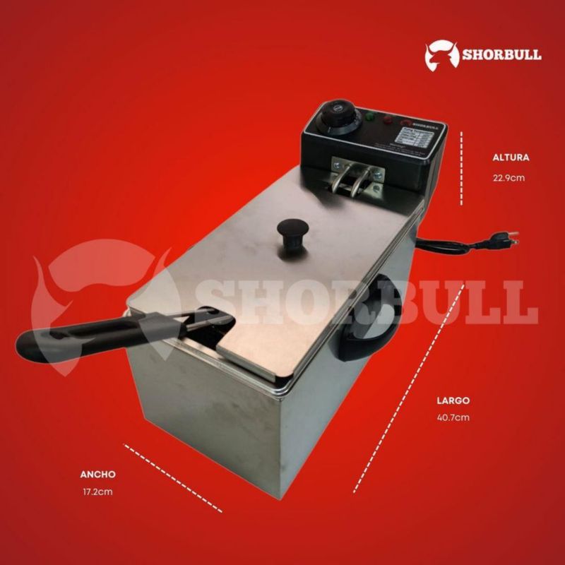 Freidora Eléctrica 4L Shorbull de Acero Inoxidable