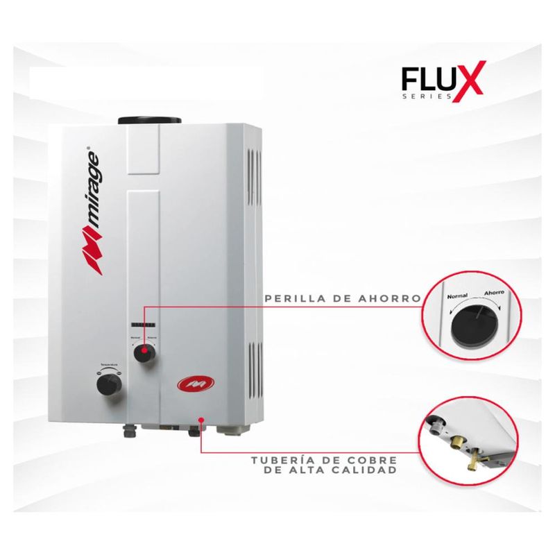 Calentador de Agua Mirage Flux6 MBF06EF Blanco Gas Natural 1S -END